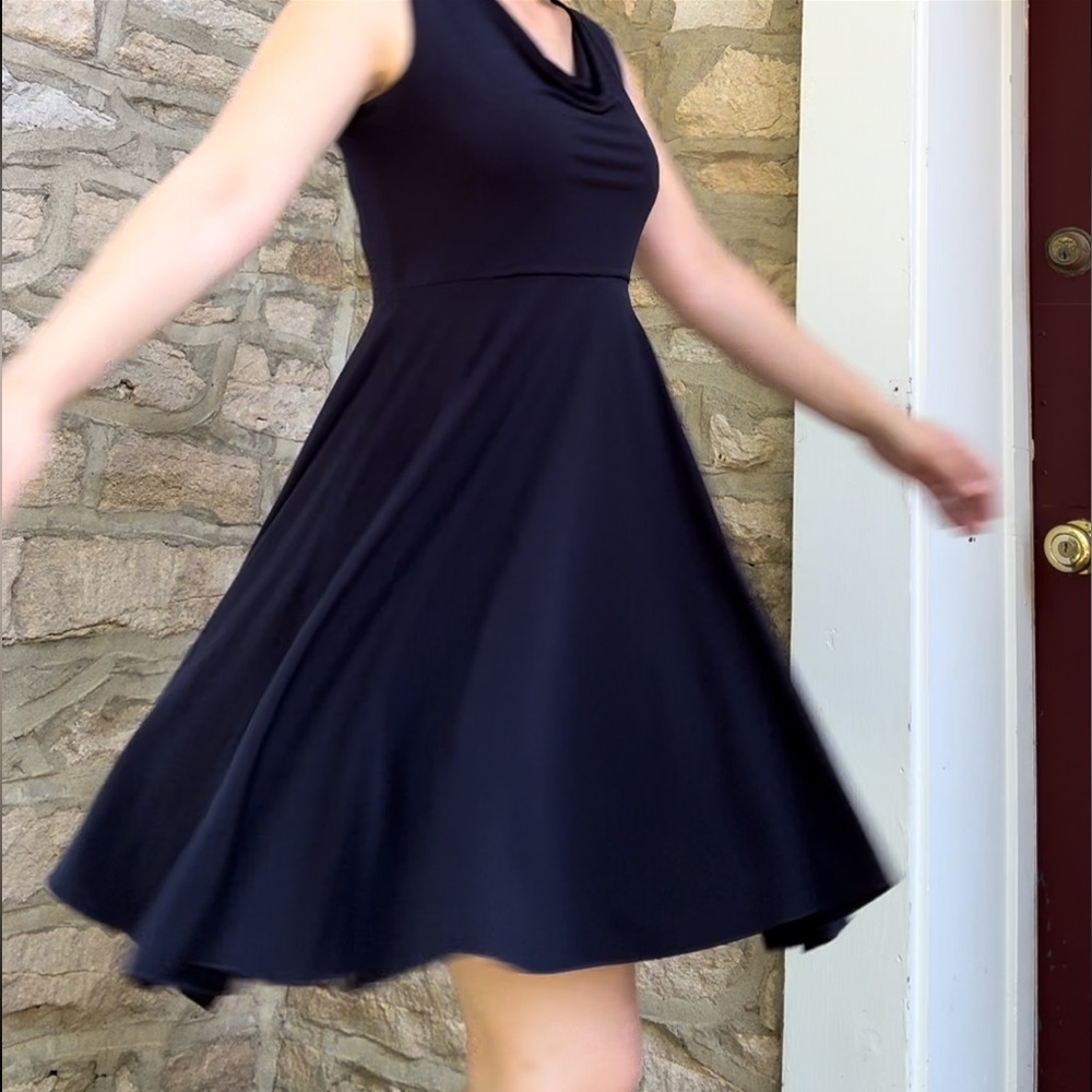 Navy Valerie Bertinelli Scoop Dress